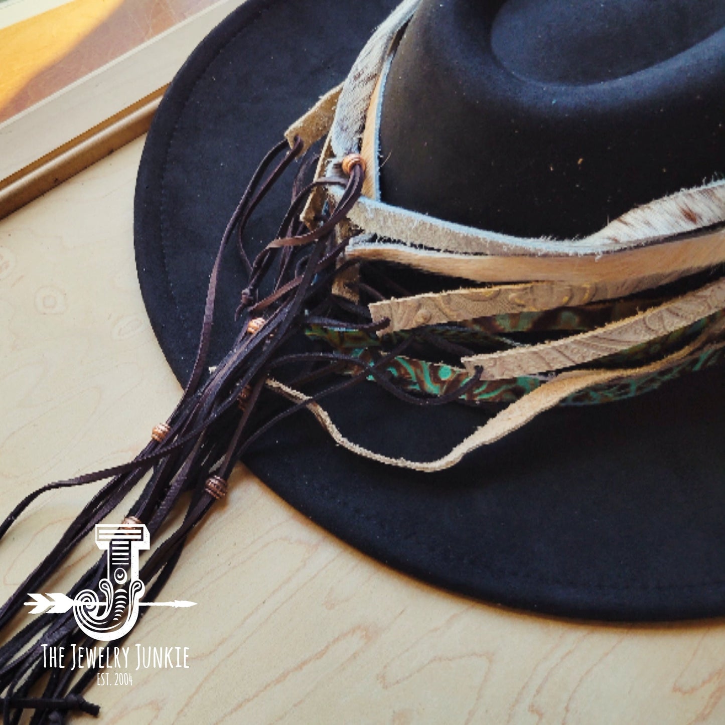 **Copper Aztec Embossed Leather Hat Band Only 951x