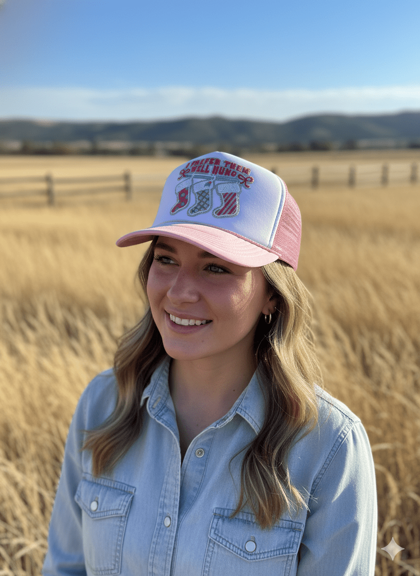 I Prefer Them Well Hung Sequin Patch Trucker Hat
