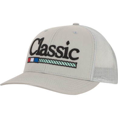 CLASSIC-Trucker Snapback Cap, Chain Stitch Logo - White