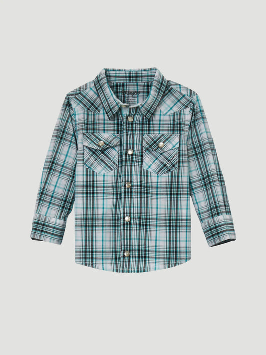 Ariat Boys Wrinkle Resist LS Button Up- Tuequoise