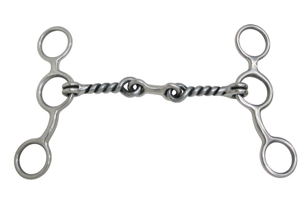 Junior Cow Horse Short Shank Stainless Steel Dogbone Twisted Gag Bit