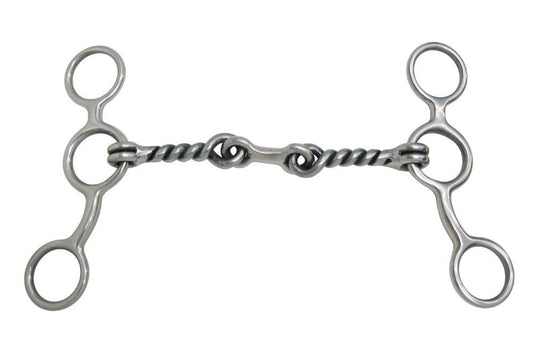 Junior Cow Horse Short Shank Stainless Steel Dogbone Twisted Gag Bit
