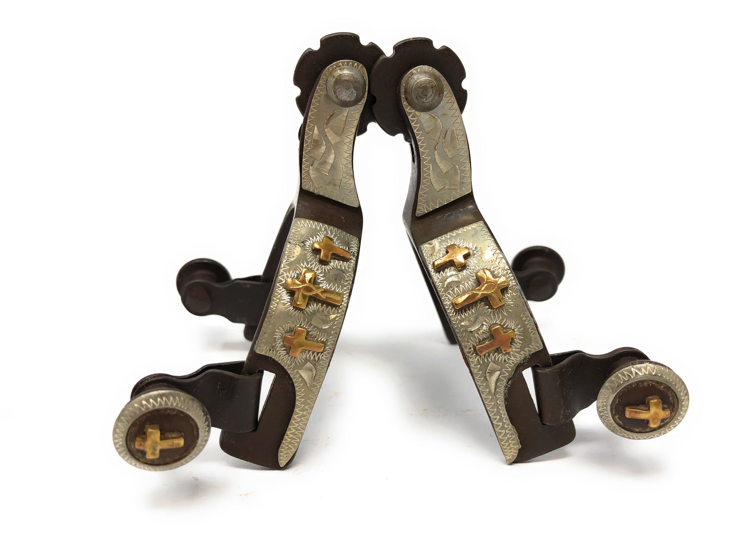 AJ Tack Baby Antique Brown Three Cross Spurs