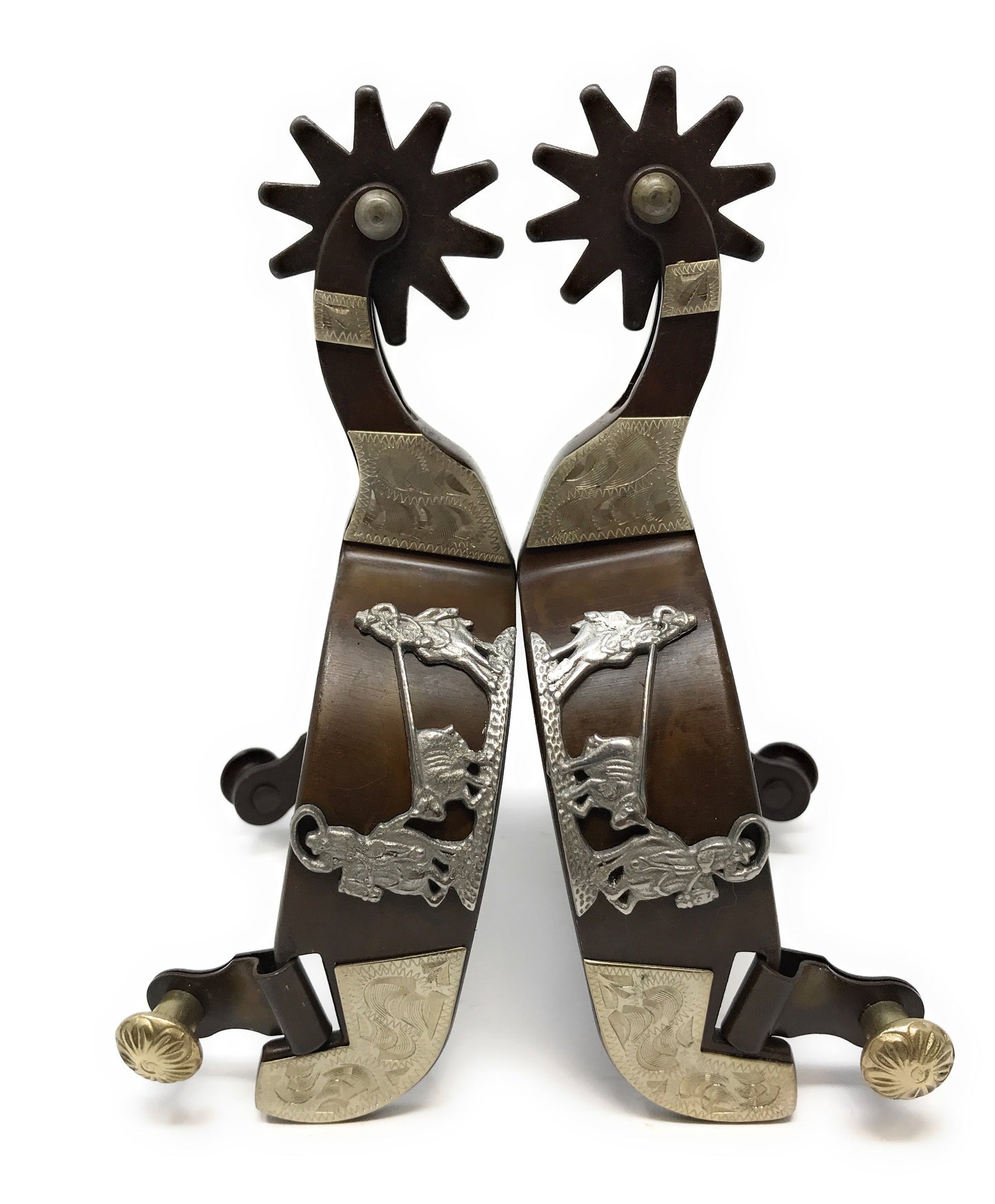 Men's Antique Brown Team Roping Spur Set