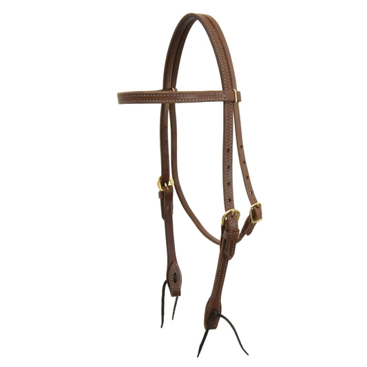 Oiled Harness Leather Double-N-Stitched Browband Headstall