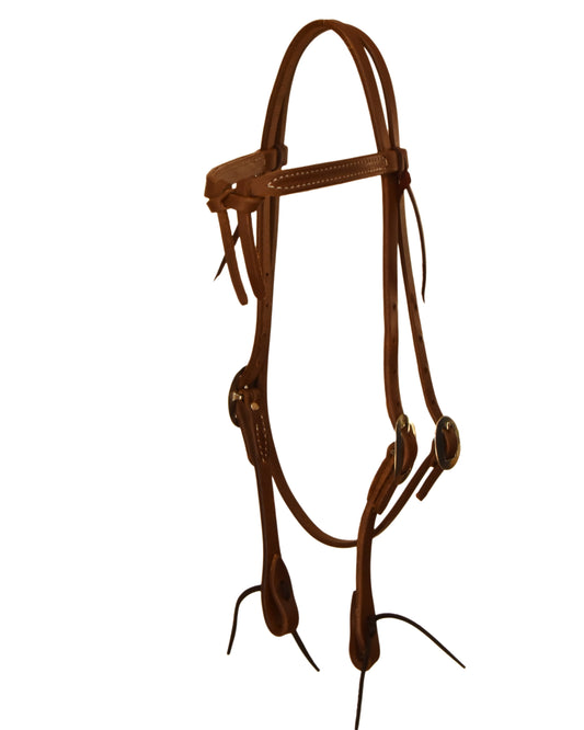 Oiled Harness Leather Knotted Browband Headstall
