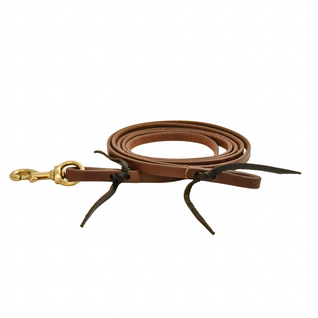 Oiled Harness Leather Flat Roper Reins - 1/2in x 8ft