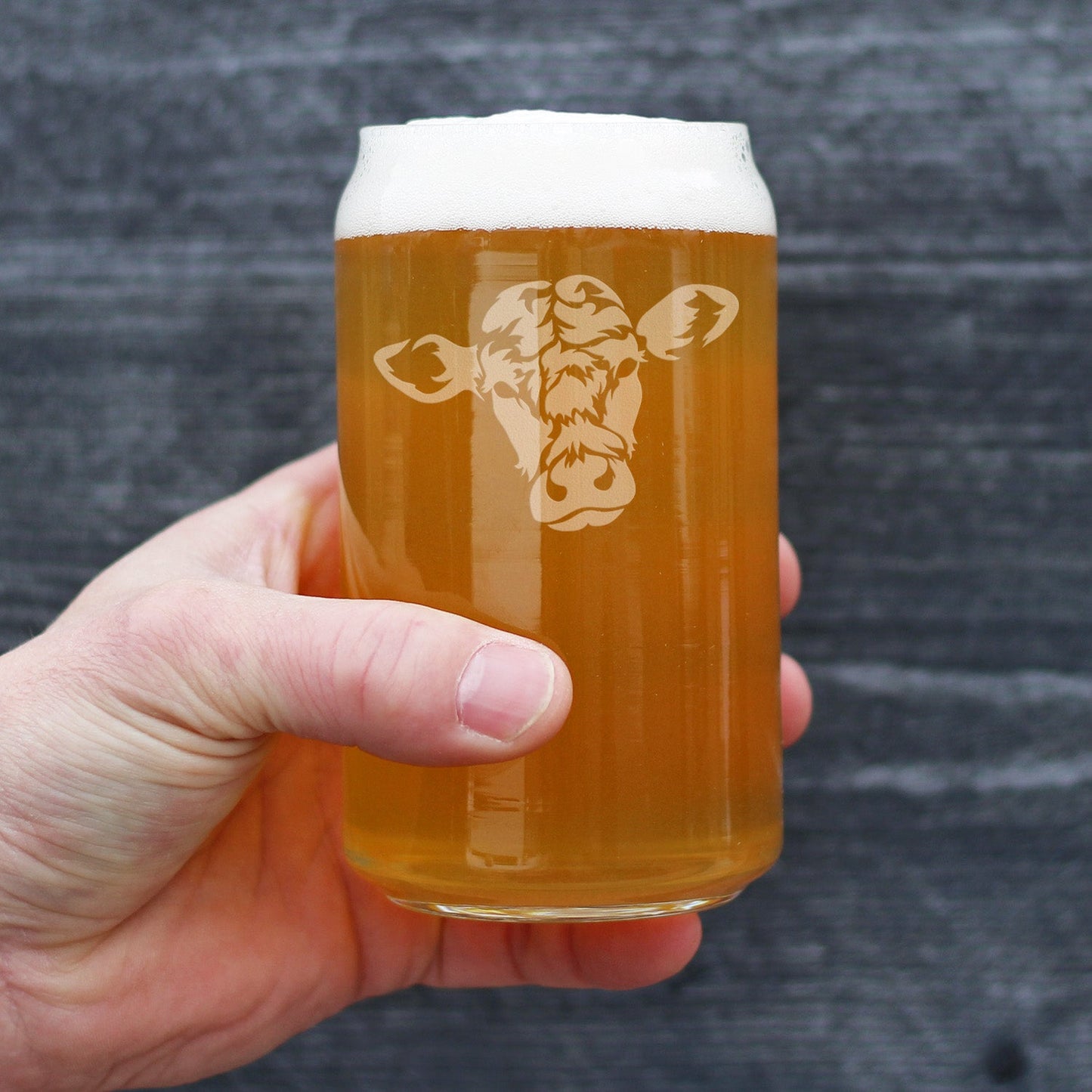 Cow Face Beer Can Pint Glass
