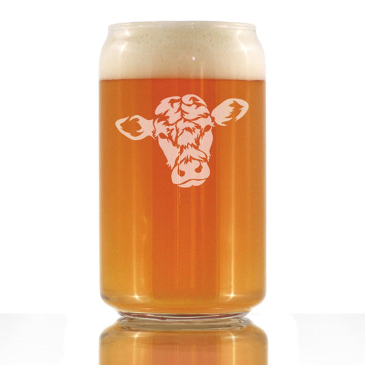 Cow Face Beer Can Pint Glass