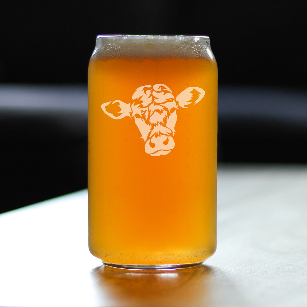Cow Face Beer Can Pint Glass