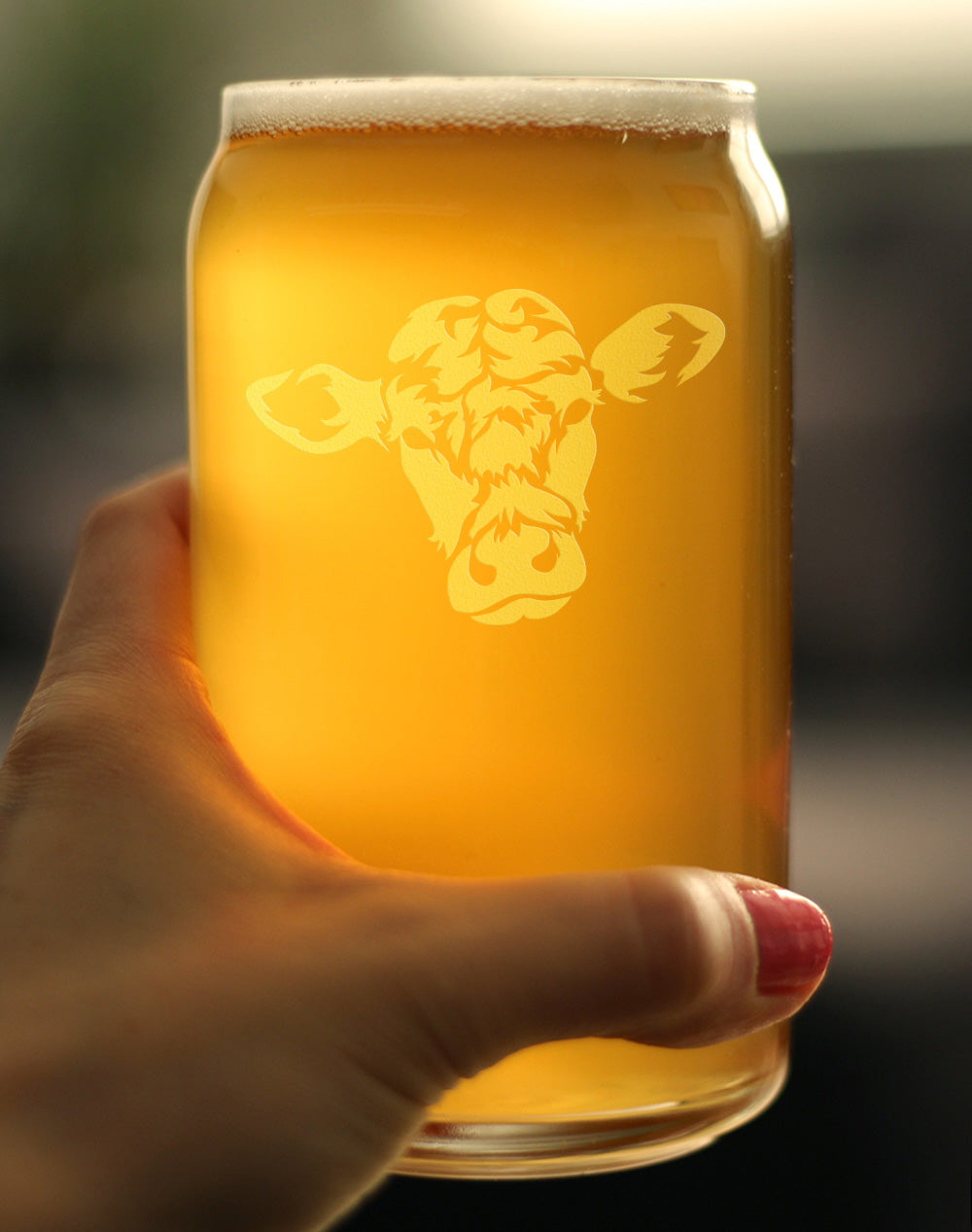 Cow Face Beer Can Pint Glass