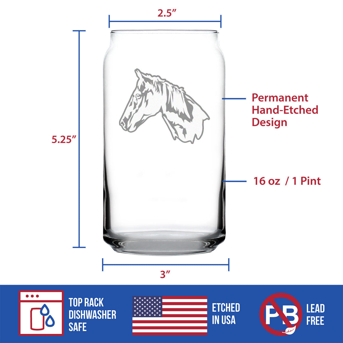 Horse Face Beer Can Pint Glass