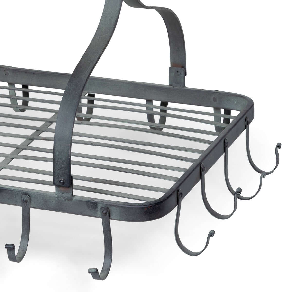 Farmhouse Hanging Pot Rack with Rolling Pin and Hooks