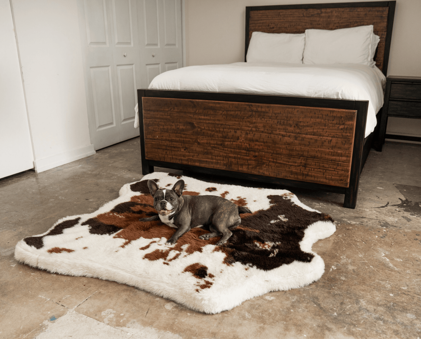 PupRug® Animal Print Memory Foam Dog Bed - Brown Faux Cowhide