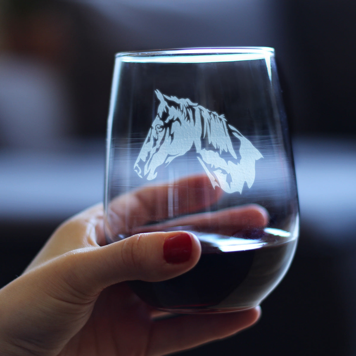 Horse Face Stemless Wine Glass