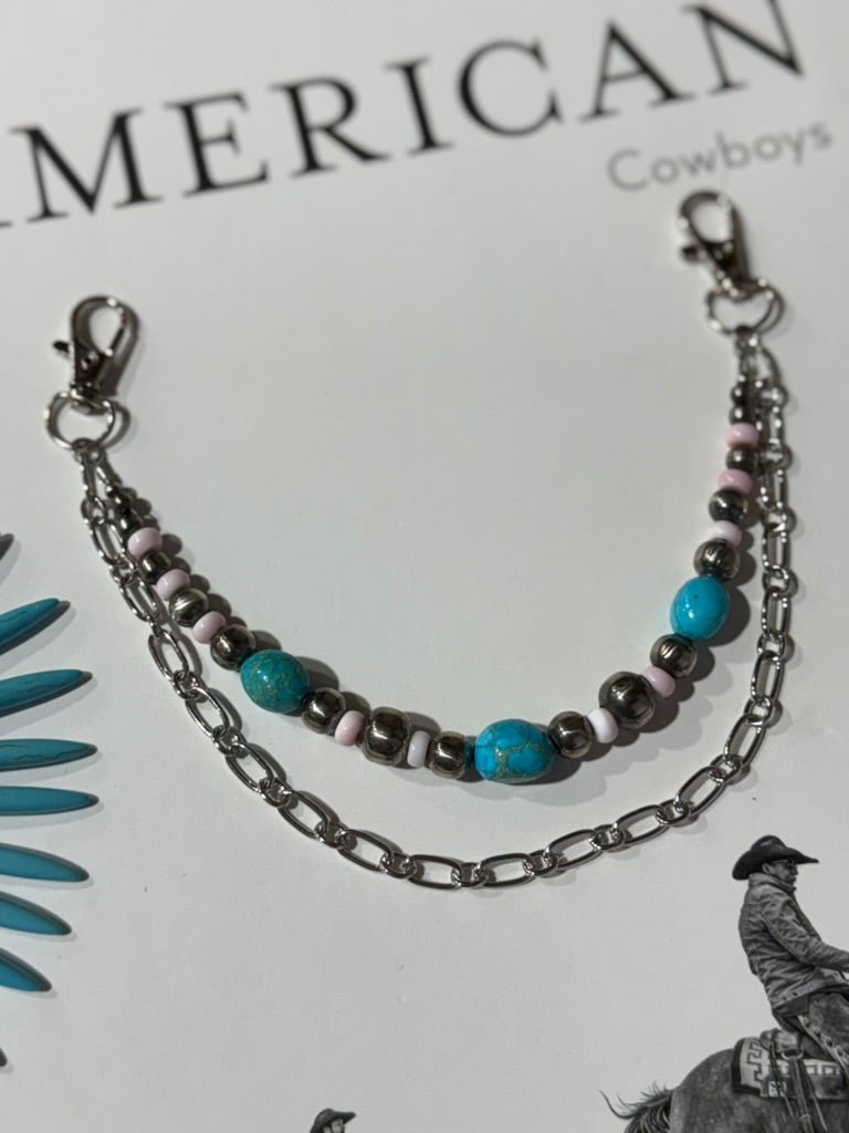 Authentic Pearl and Turquoise Purse Chain Set