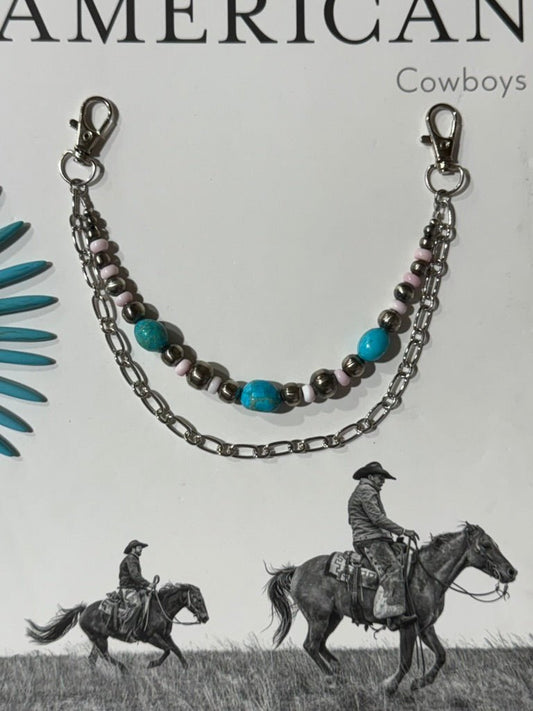 Authentic Pearl and Turquoise Purse Chain Set