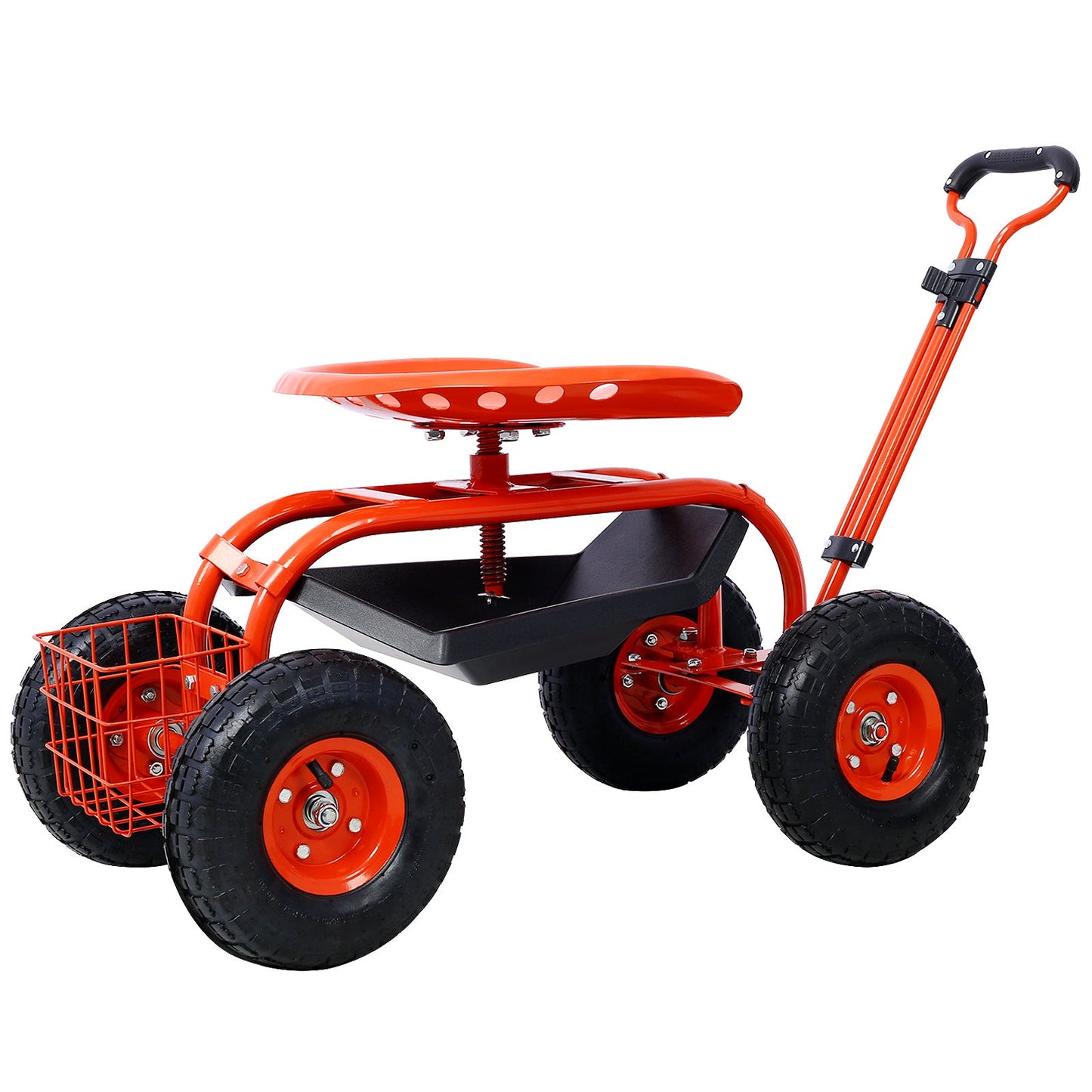 Garden Cart with Wheels & Tool Tray – Red