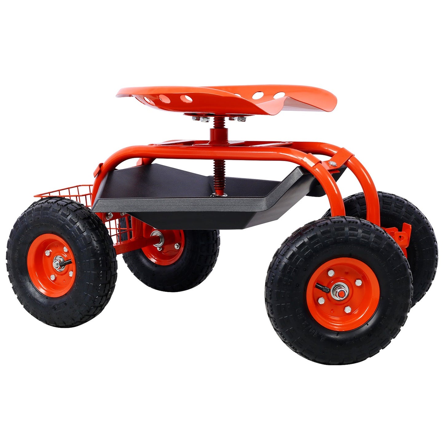 Garden Cart with Wheels & Tool Tray – Red