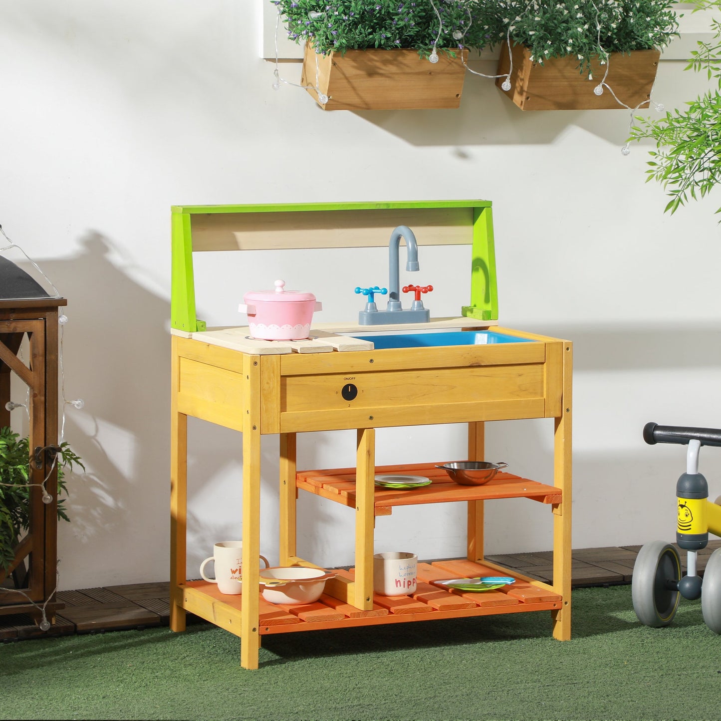 Outsunny Wooden Mud Kitchen Playset