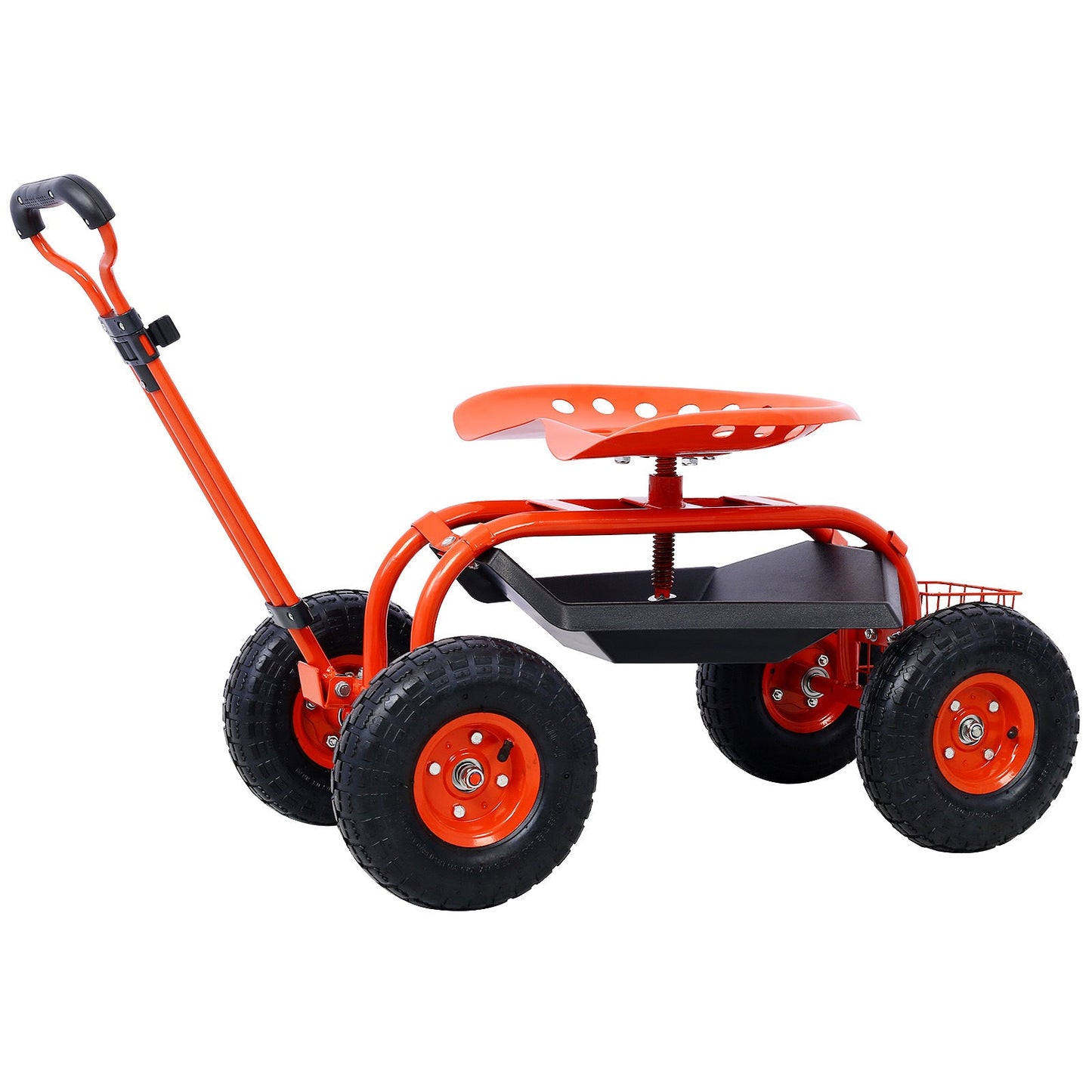 Garden Cart with Wheels & Tool Tray – Red