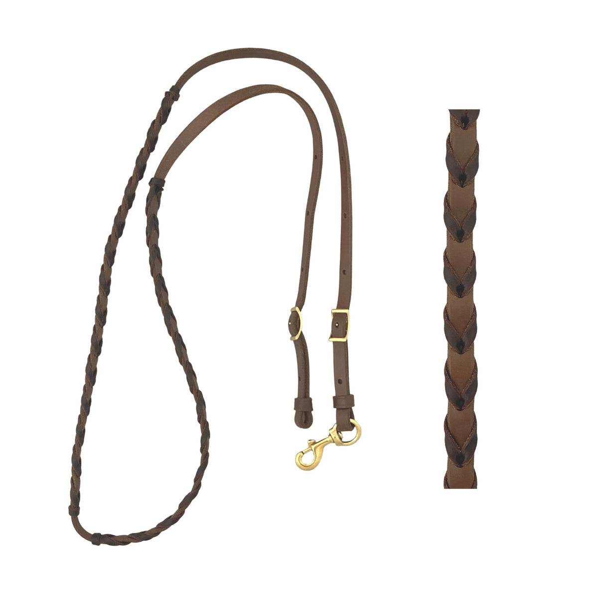 Oiled Harness Leather Barrel Reins with Latigo Lacing - 5/8in x 7ft 6in