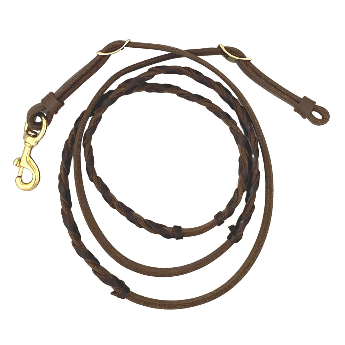 Oiled Harness Leather Barrel Reins with Latigo Lacing - 5/8in x 7ft 6in