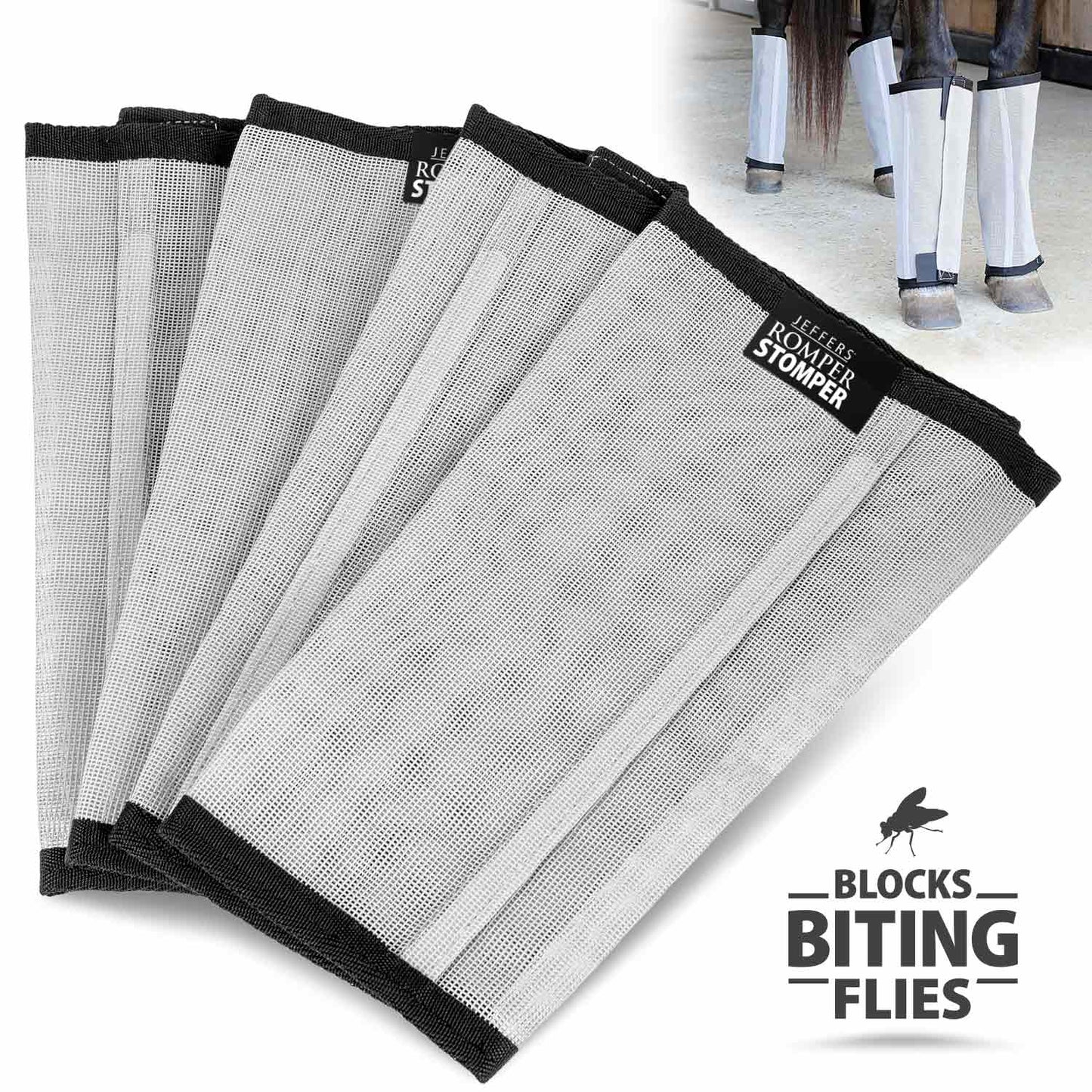 Jeffers Romper Stomper "Stomp-Free" Fly Boots for Horses, 4 pack