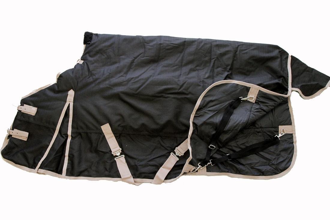 1200D Waterproof Turnout Horse Blanket with Hood - Black