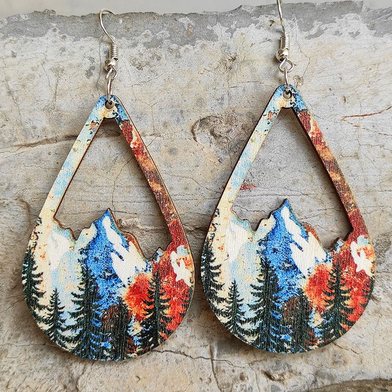 Mountain Teardrop Shape Dangle Earrings