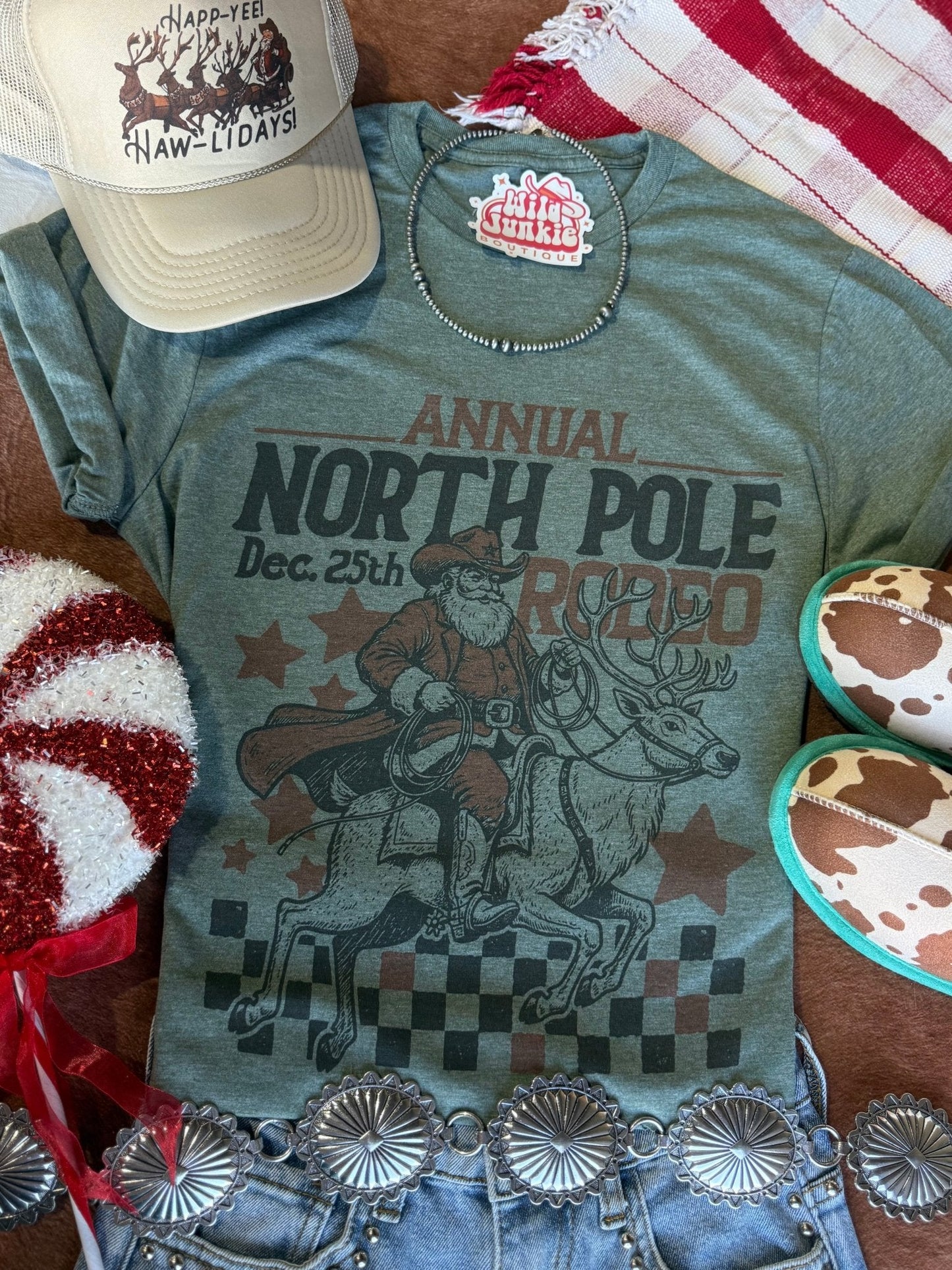 Reindeer North Pole Rodeo Graphic Tee