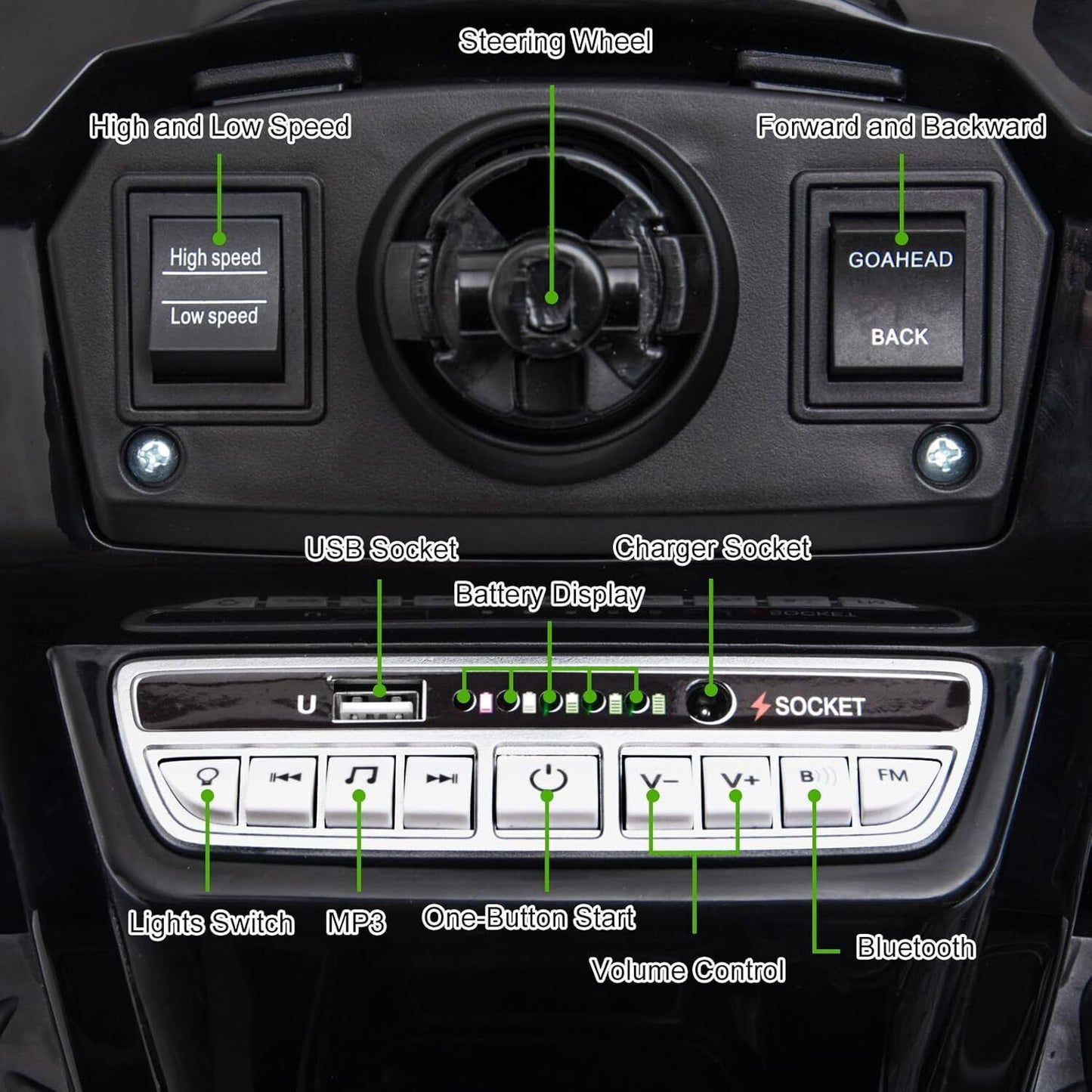 12V Battery-Powered Ride-On Tractor Car with Power Wheels and Parental Remote Control for Kids