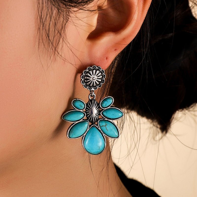 Turquoise Flower Earrings - 2 Colors