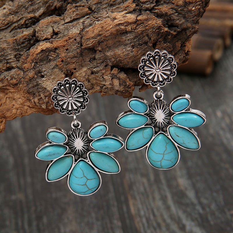 Turquoise Flower Earrings - 2 Colors