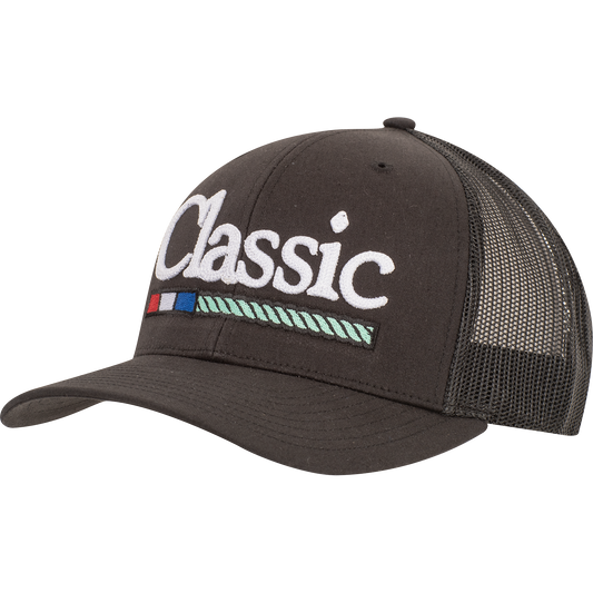 CLASSIC-Trucker Snapback Cap, Chain Stitch Logo - Black