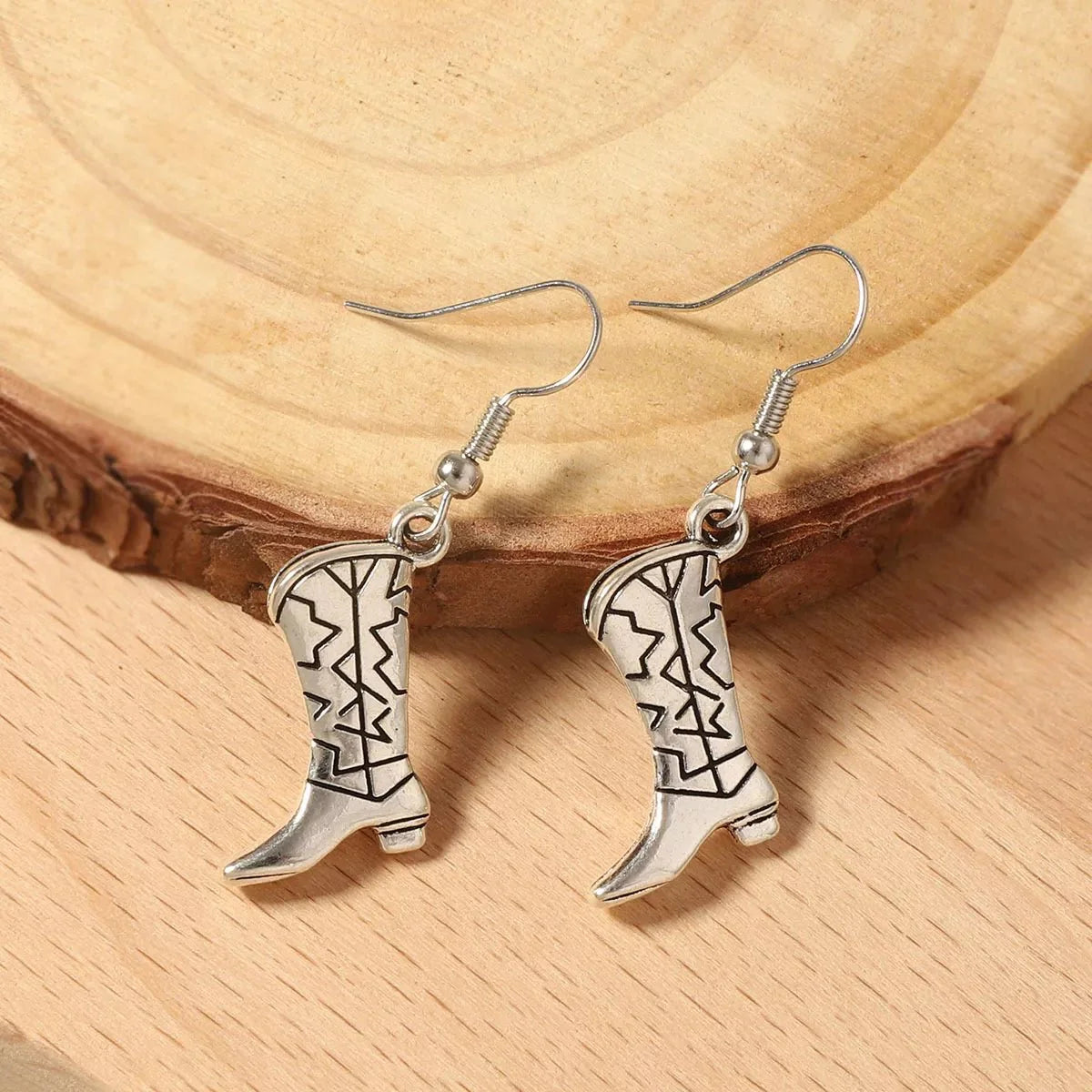 Western Cowboy Boot Dangle Earrings