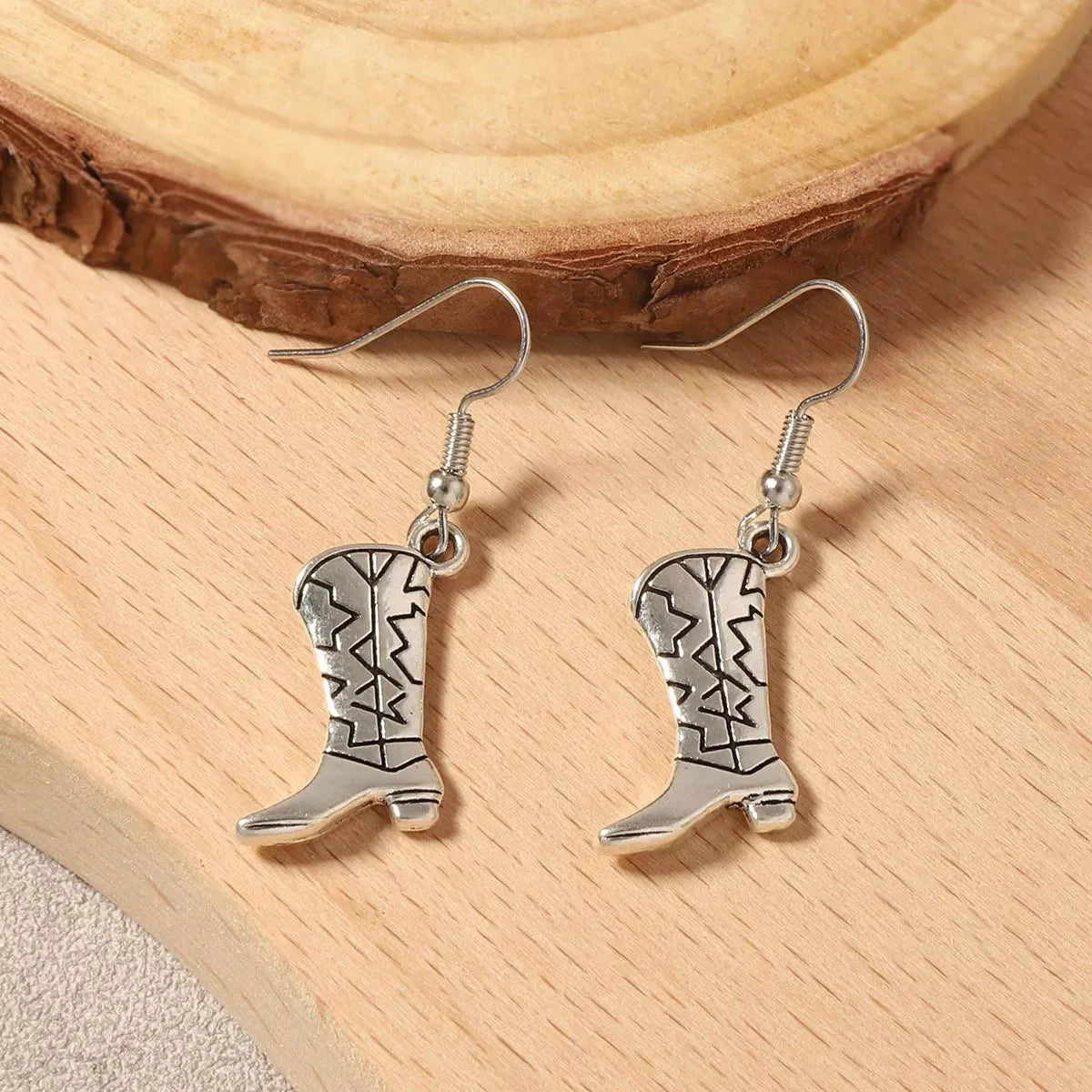 Western Cowboy Boot Dangle Earrings