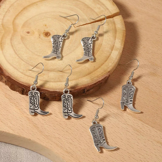 Western Cowboy Boot Dangle Earrings