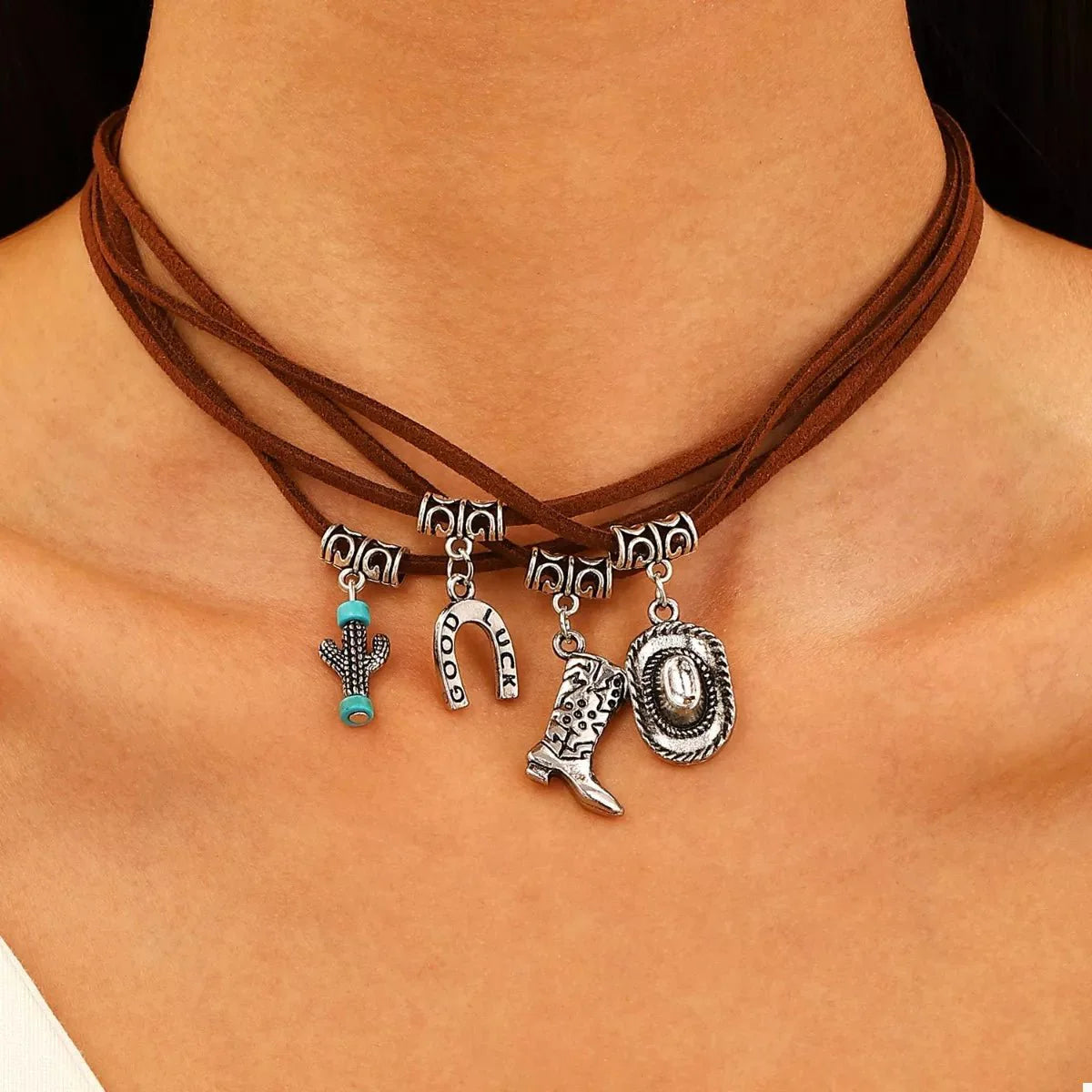 Western Style Four-Layered Charm Necklace