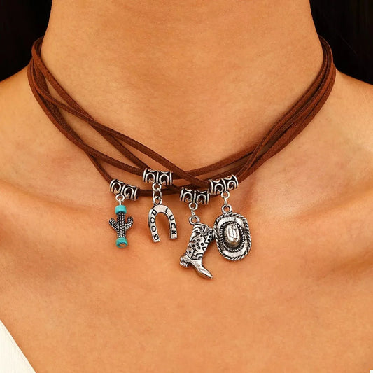 Western Style Four-Layered Charm Necklace