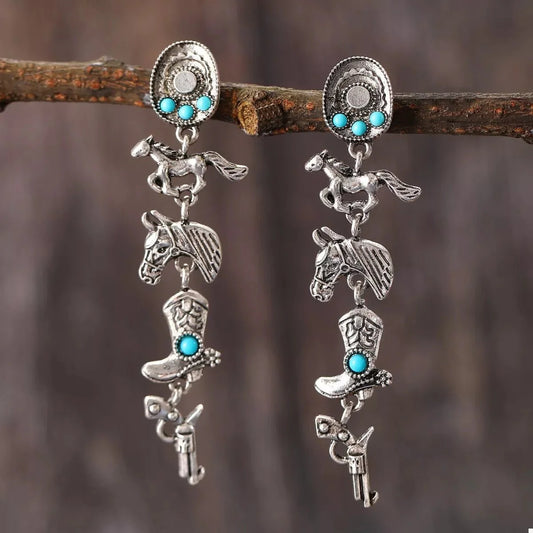 Western Turquoise Charm Earrings